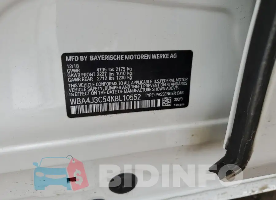 WBA4J3C54KBL10552 Photo# 13