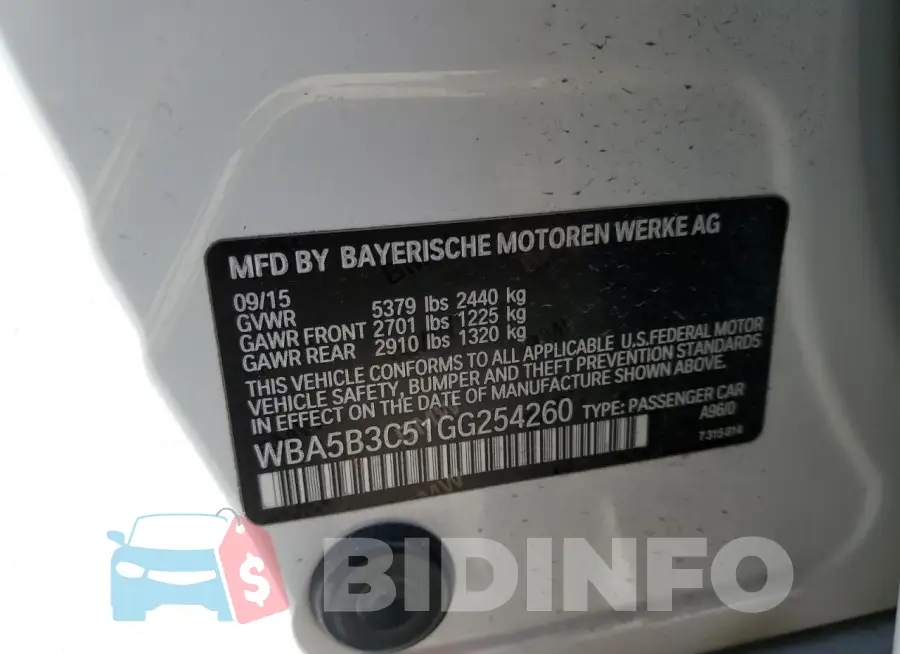 WBA5B3C51GG254260 Photo# 12