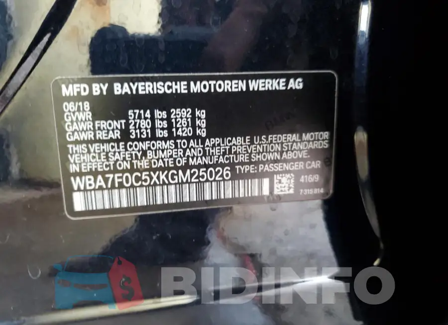 WBA7F0C5XKGM25026 Photo# 13