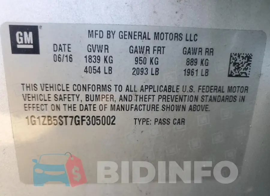 1G1ZB5ST7GF305002 Photo# 13