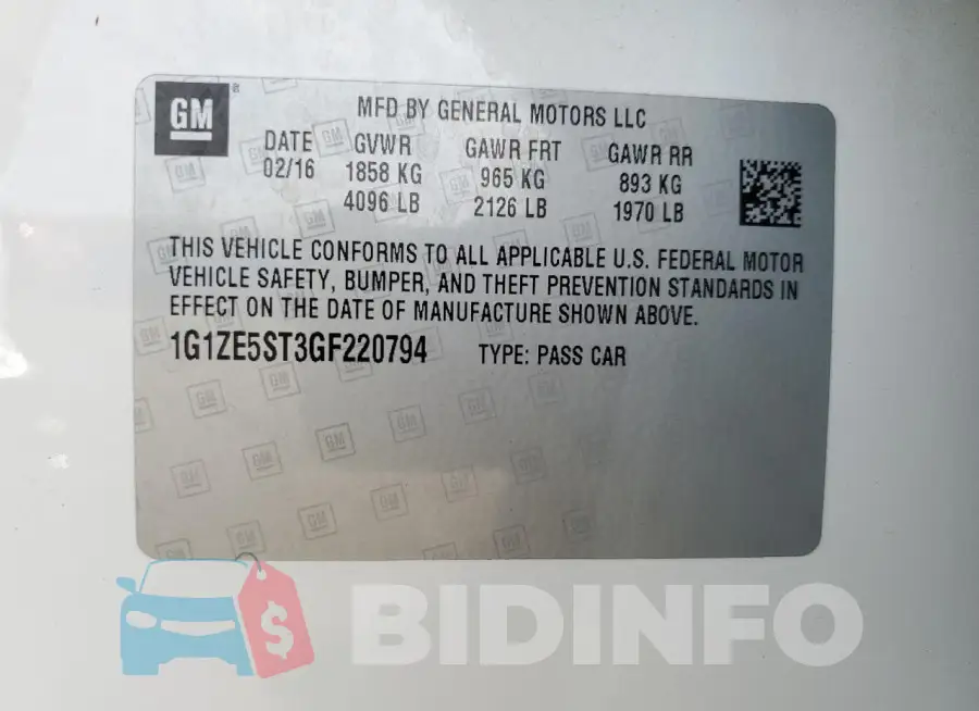 1G1ZE5ST3GF220794 Photo# 13