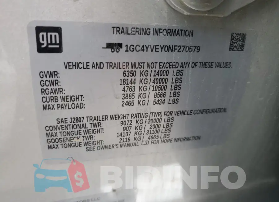 1GC4YVEY0NF270579 Photo# 12