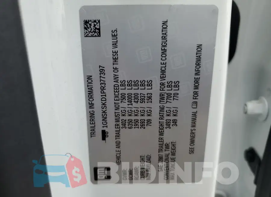 1GNSKSKD1PR377397 Photo# 13