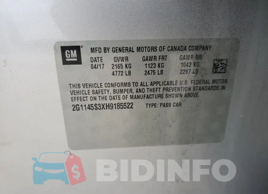 2G1145S3XH9185522 Photo# 12