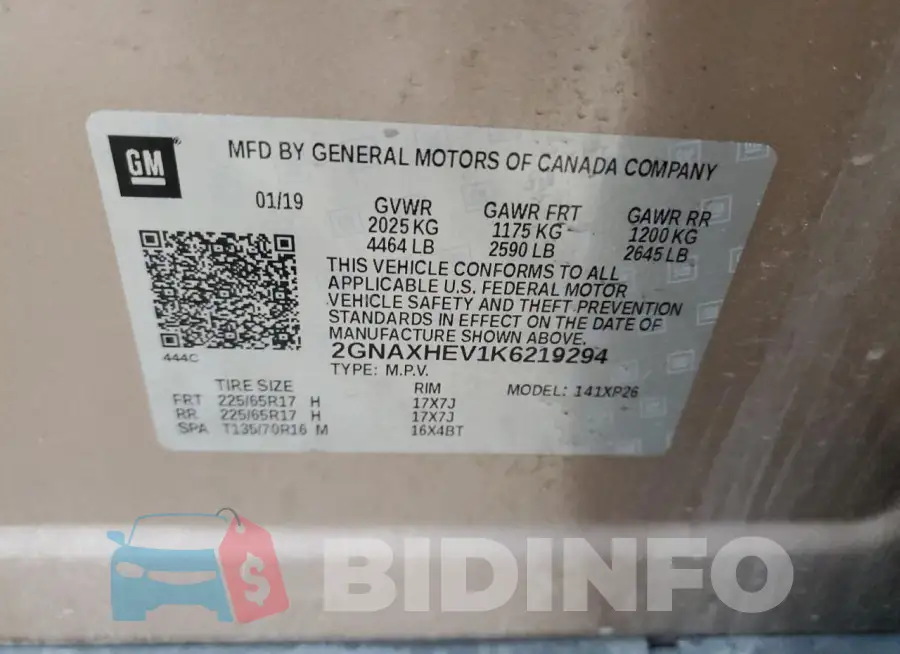 2GNAXHEV1K6219294 Photo# 13