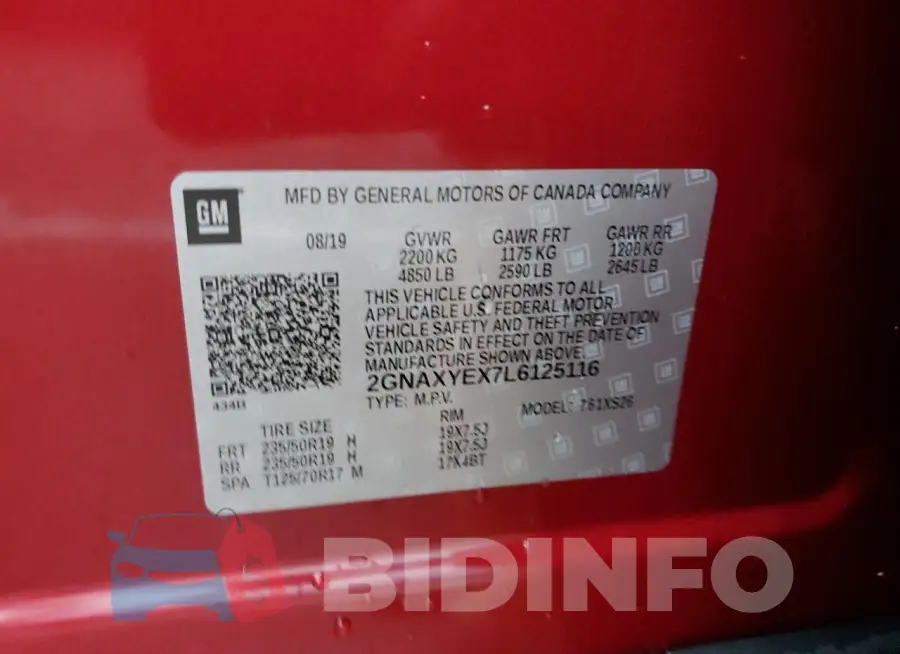 2GNAXYEX7L6125116 Photo# 13