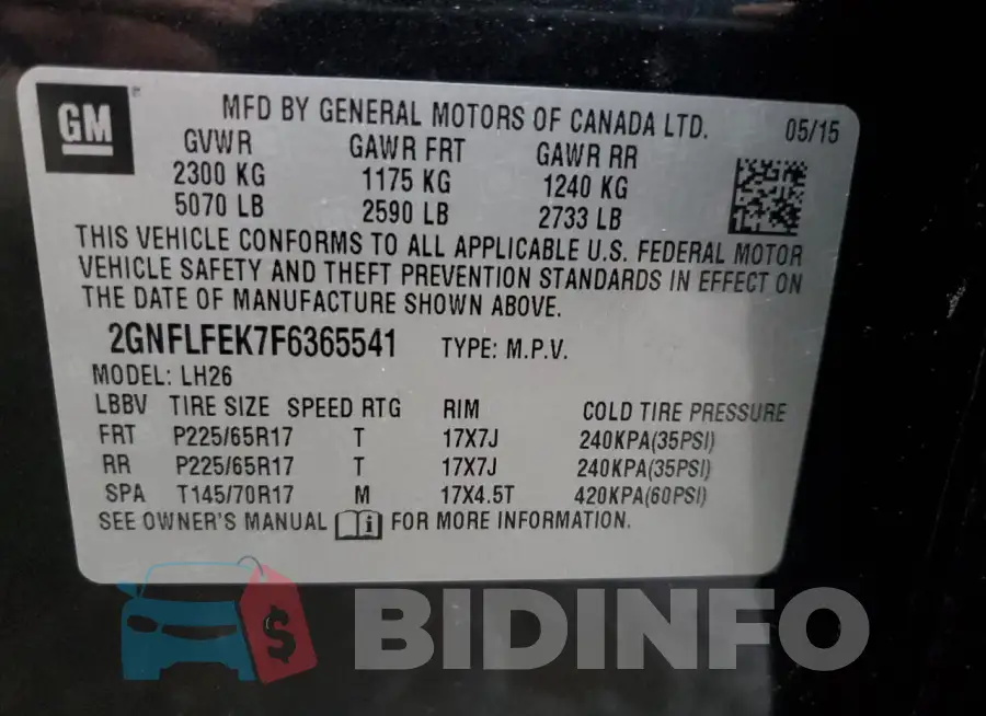 2GNFLFEK7F6365541 Photo# 13
