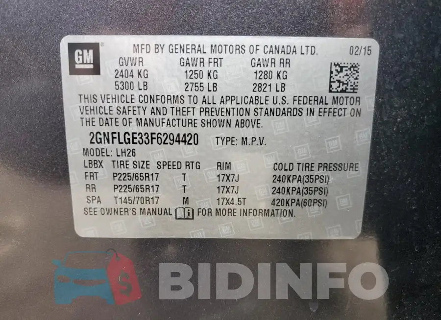 2GNFLGE33F6294420 Photo# 13