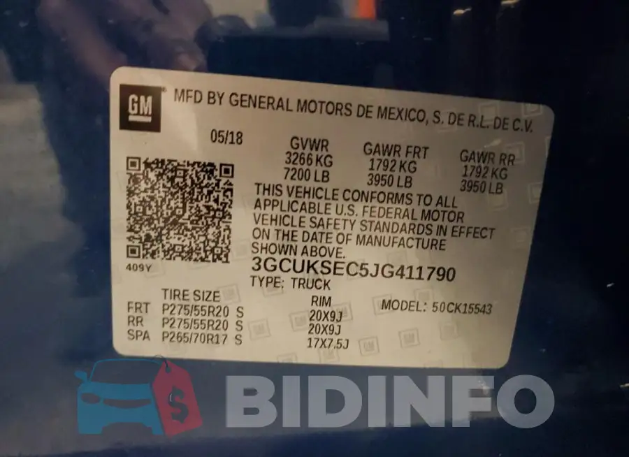 3GCUKSEC5JG411790 Photo# 12