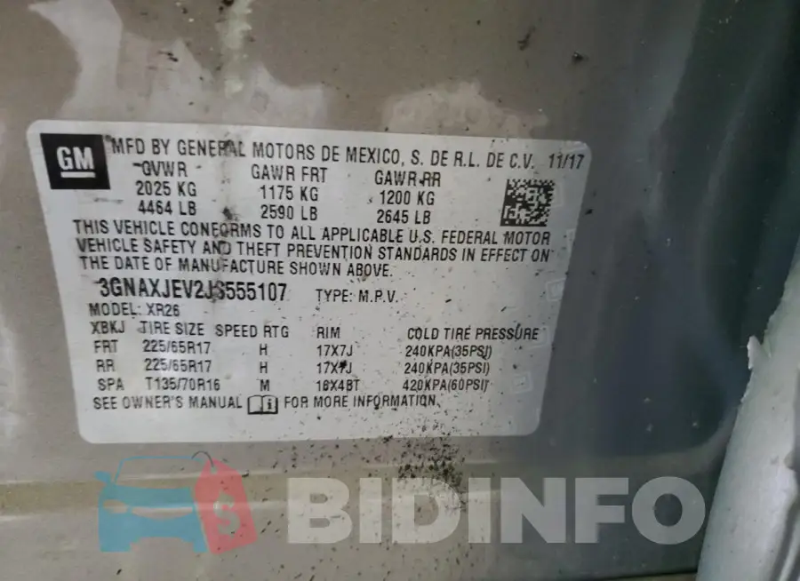 3GNAXJEV2JS555107 Photo# 13