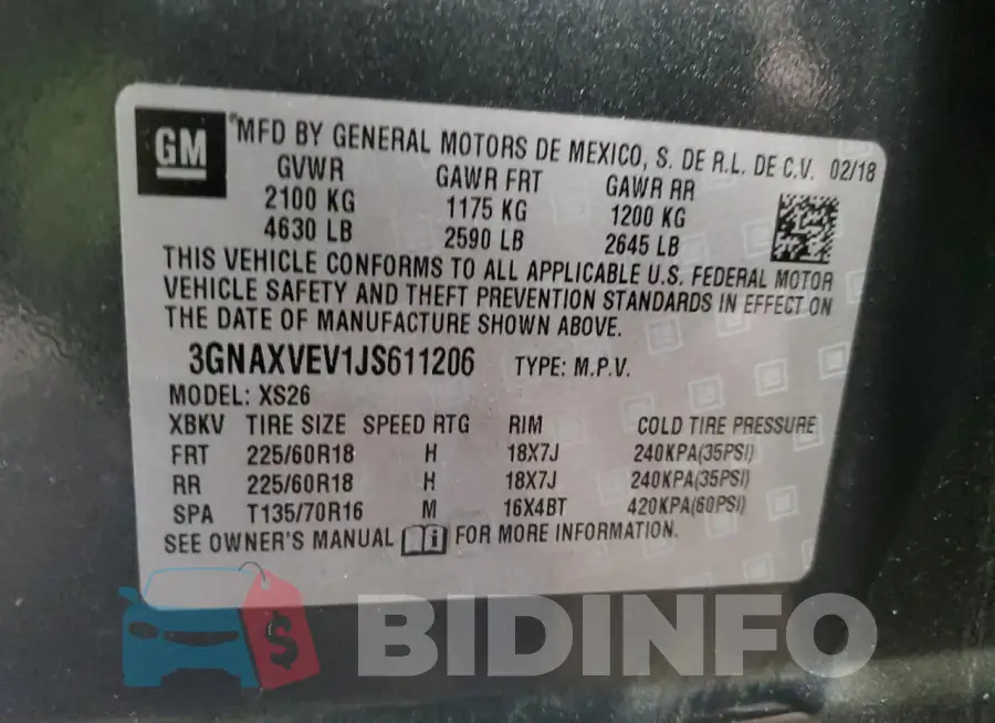 3GNAXVEV1JS611206 Photo# 13