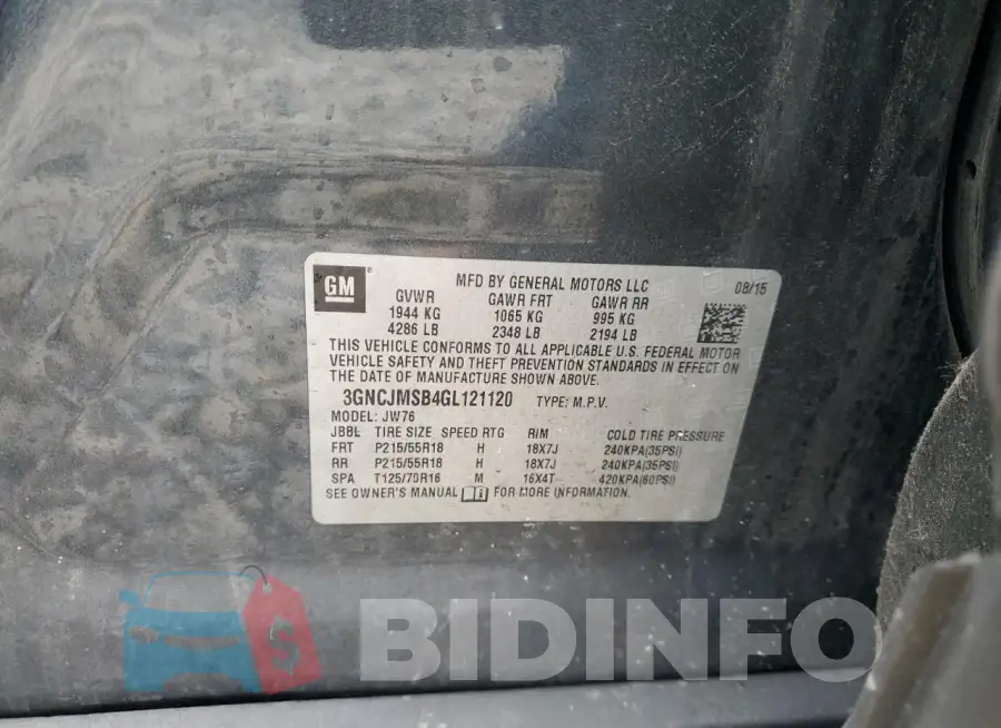 3GNCJMSB4GL121120 Photo# 13