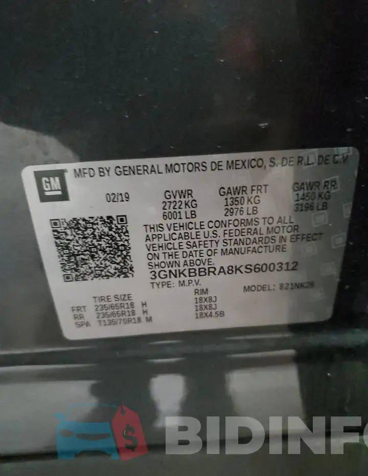 3GNKBBRA8KS600312 Photo# 13