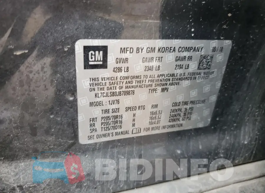 KL7CJLSB0JB709878 Photo# 12