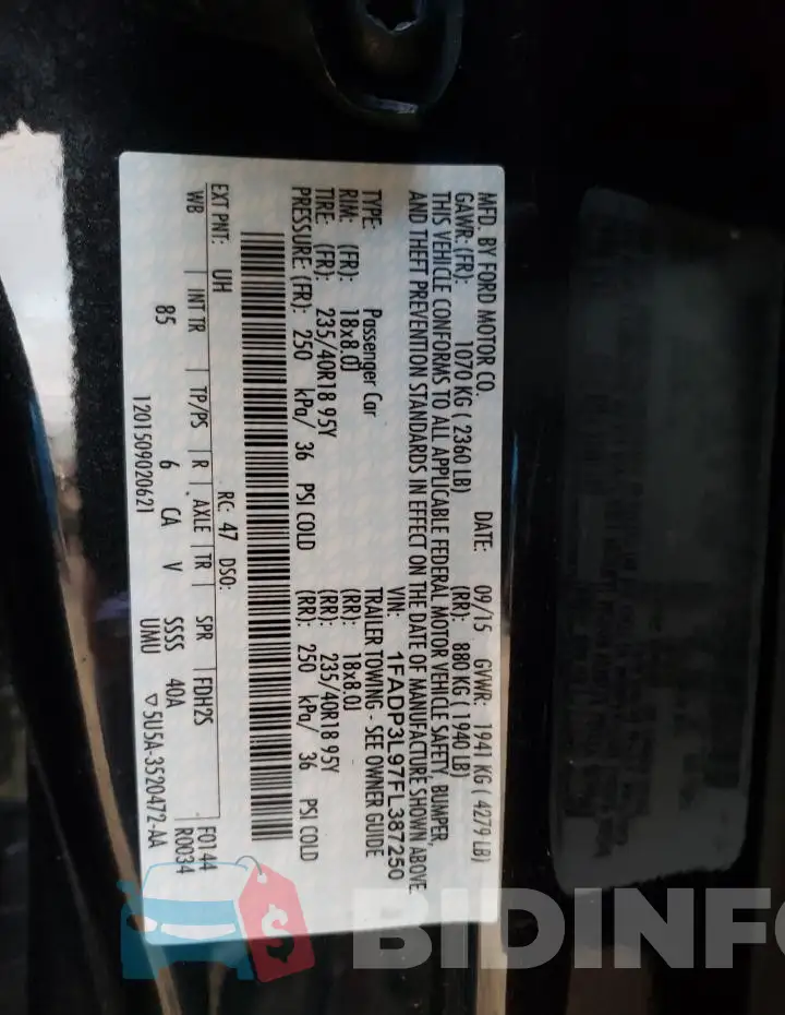 1FADP3L97FL387250 Photo# 12