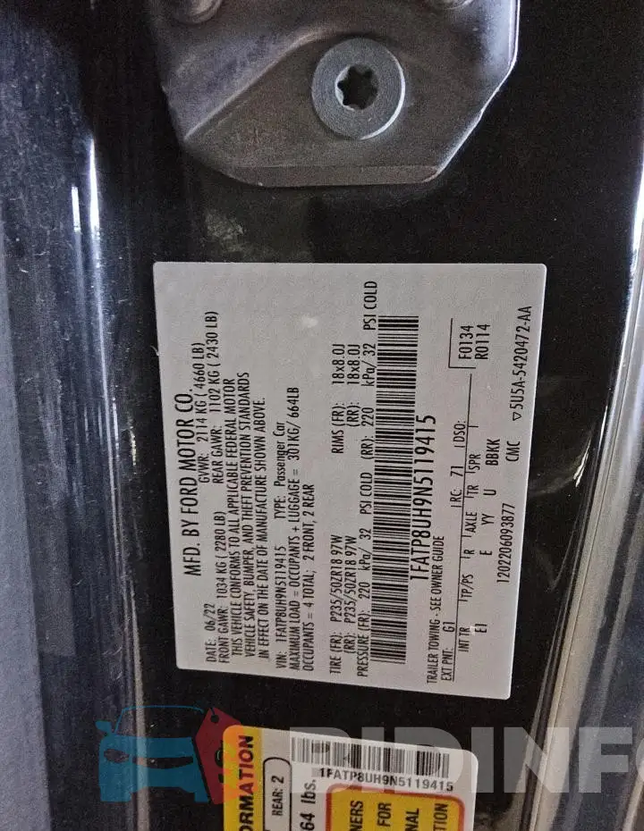 1FATP8UH9N5119415 Photo# 13