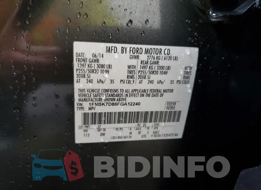 1FM5K7D86FGA12240 Photo# 13
