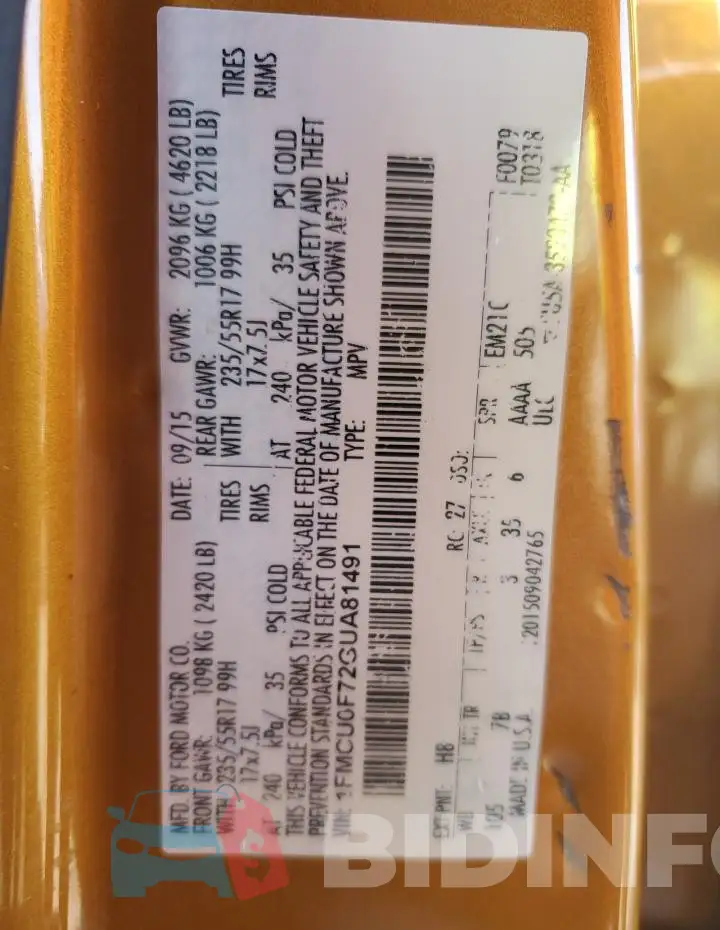 1FMCU0F72GUA81491 Photo# 13
