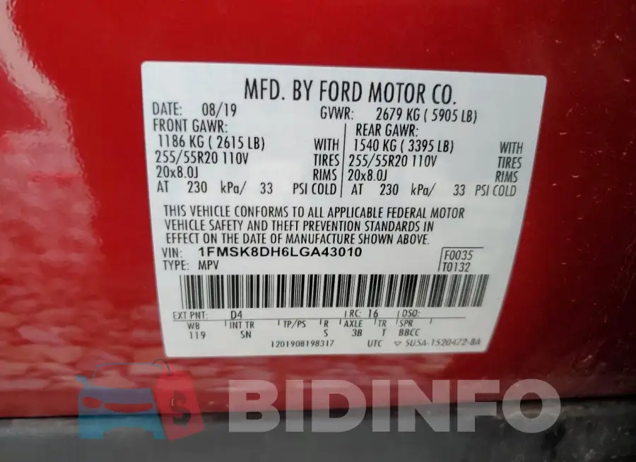 1FMSK8DH6LGA43010 Photo# 14