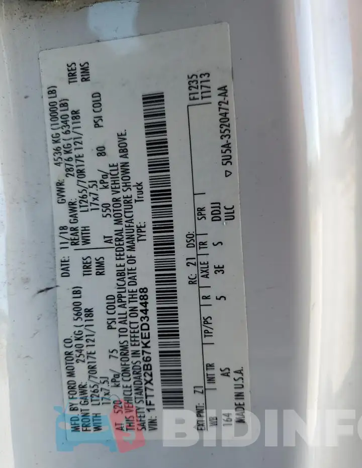 1FT7X2B67KED34488 Photo# 12