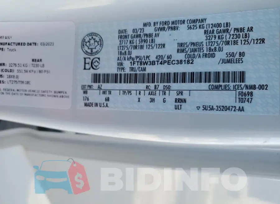 1FT8W3BT4PEC38182 Photo# 13
