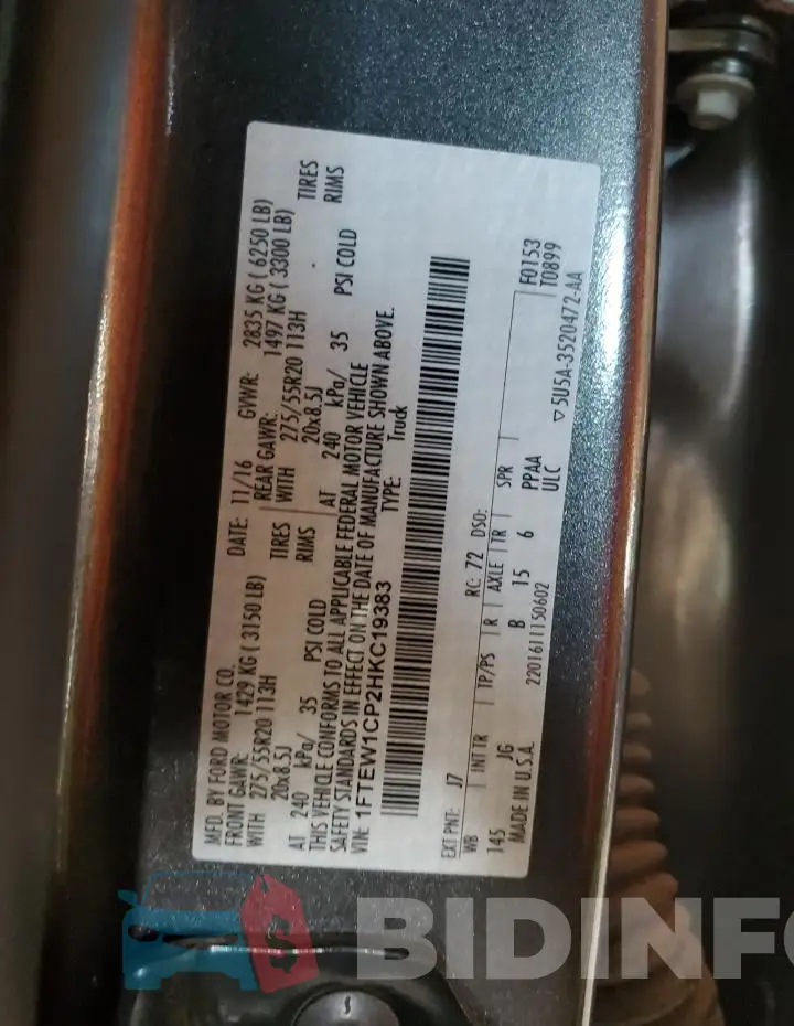 1FTEW1CP2HKC19383 Photo# 13