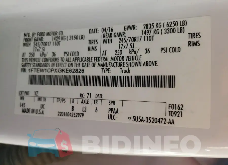 1FTEW1CPXGKE62826 Photo# 12
