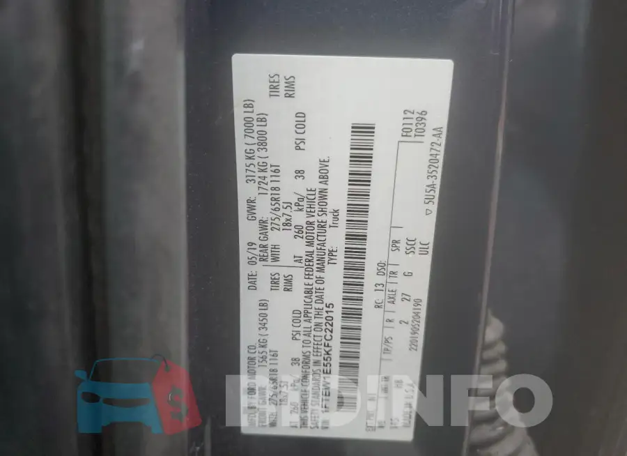 1FTEW1E55KFC22015 Photo# 12