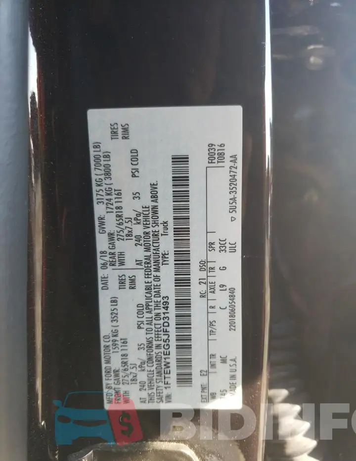 1FTEW1EG5JFD31493 Photo# 12