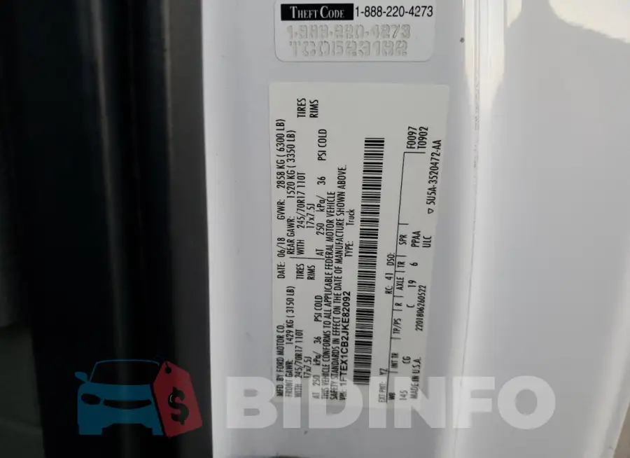 1FTEX1CB2JKE82092 Photo# 12