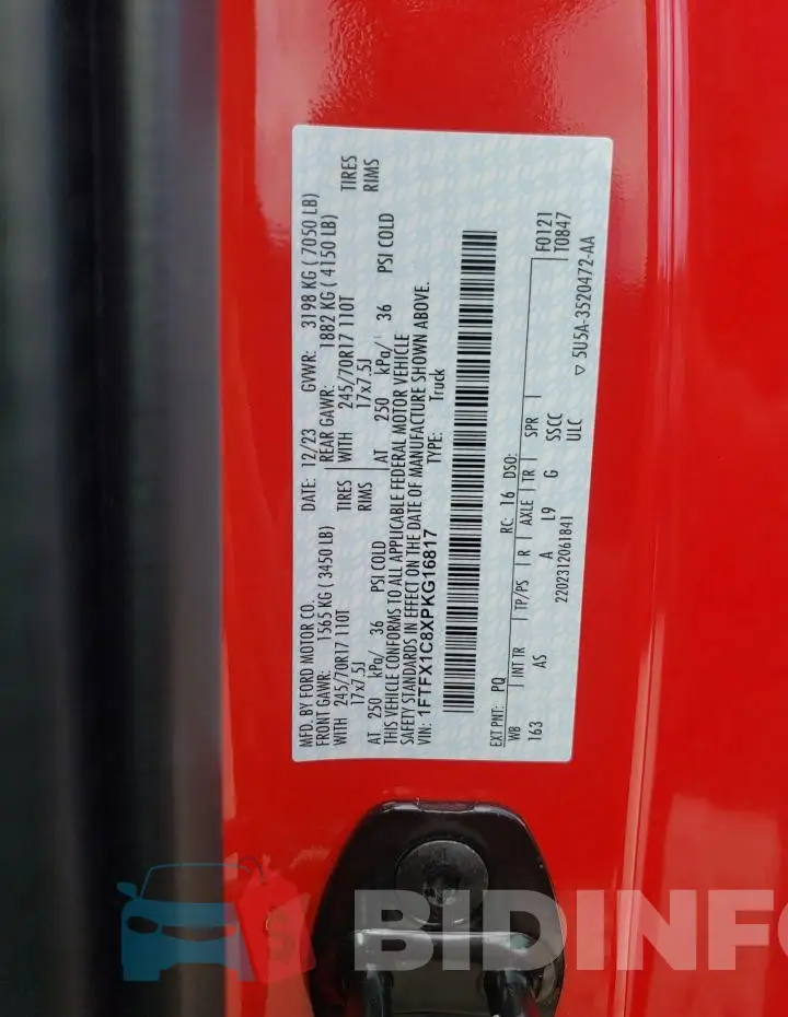 1FTFX1C8XPKG16817 Photo# 13