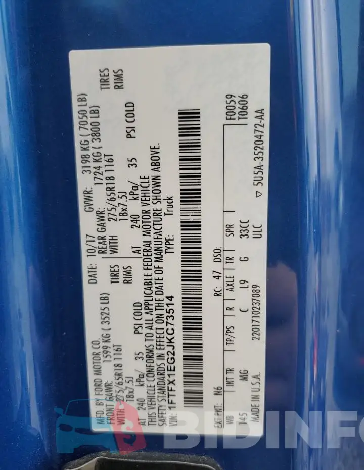 1FTFX1EG2JKC73514 Photo# 12