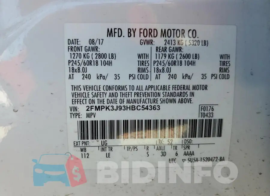 2FMPK3J93HBC54363 Photo# 12