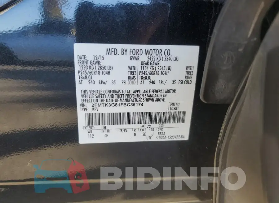 2FMTK3G81FBC35174 Photo# 13