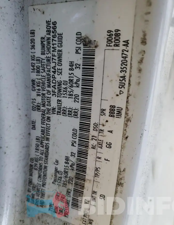 3FADP4AJ7FM176566 Photo# 13