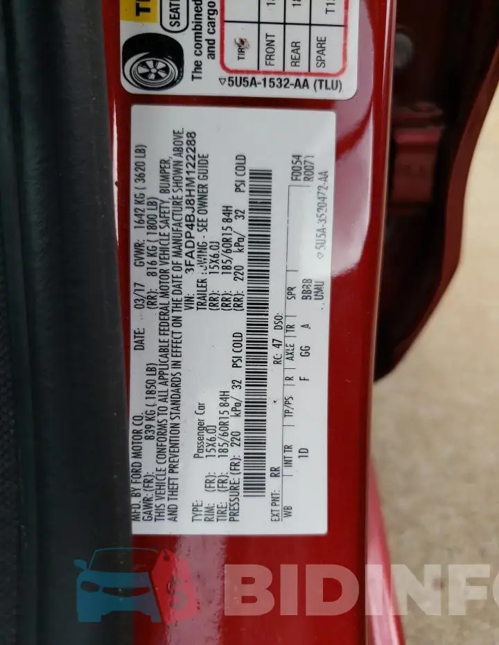 3FADP4BJ8HM122288 Photo# 12