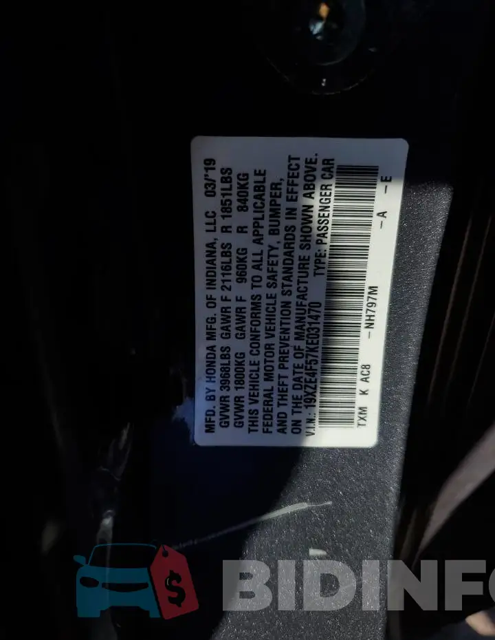 19XZE4F57KE031470 Photo# 12