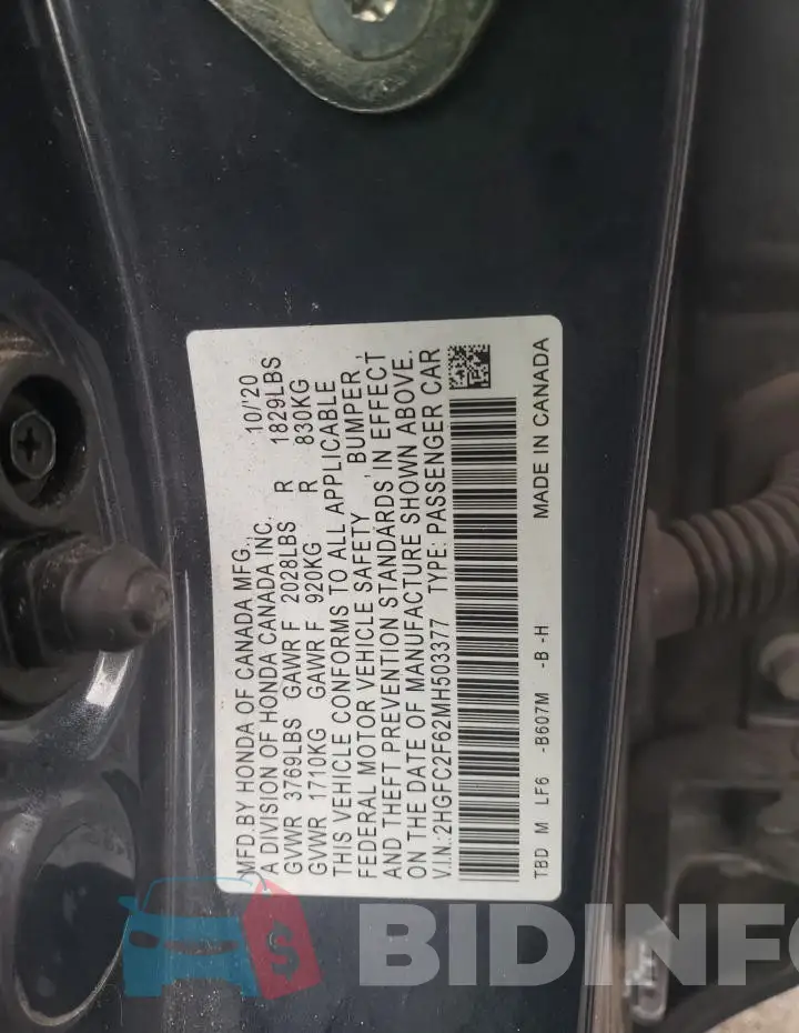 2HGFC2F62MH503377 Photo# 12