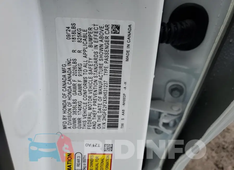 2HGFE2F2XSH531237 Photo# 12