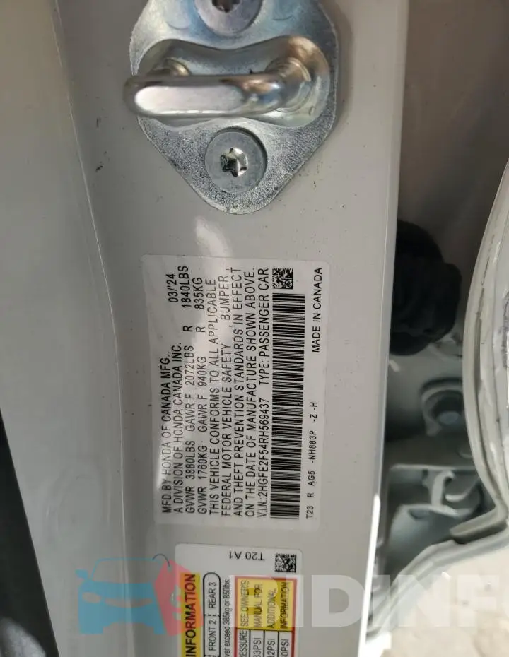 2HGFE2F54RH569437 Photo# 12