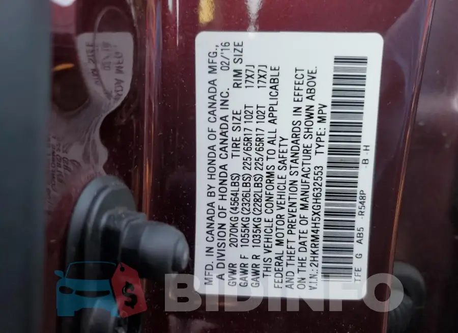 2HKRM4H5XGH632553 Photo# 13