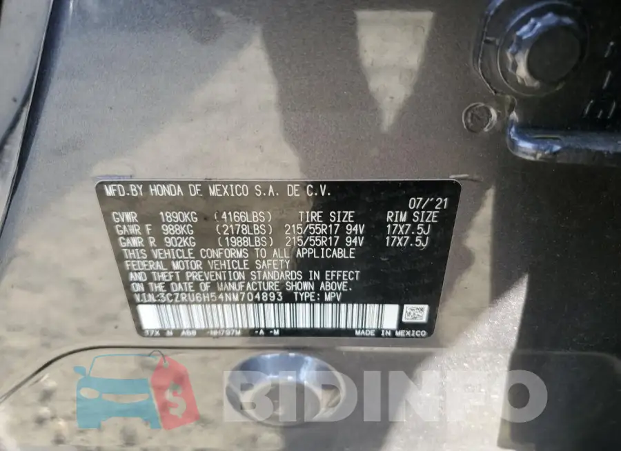 3CZRU6H54NM704893 Photo# 12