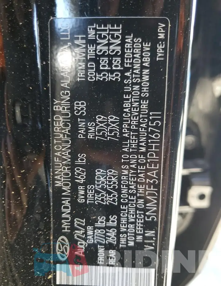 5NMJF3AE1PH167511 Photo# 13