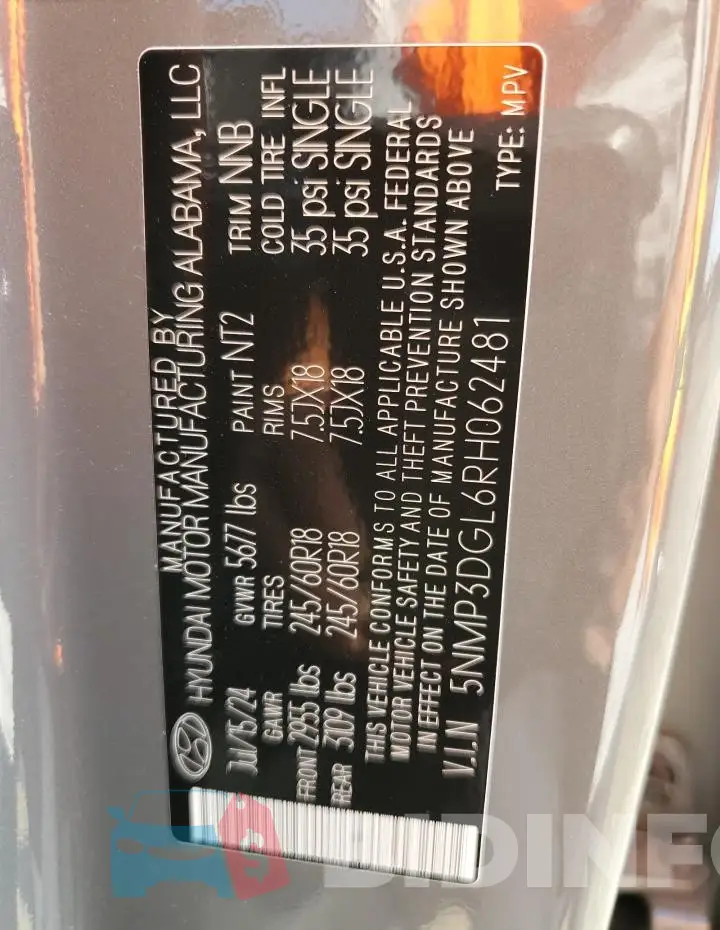 5NMP3DGL6RH062481 Photo# 13