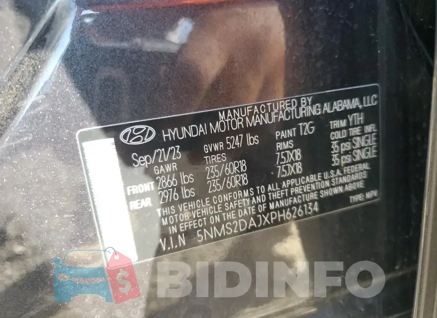 5NMS2DAJXPH626134 Photo# 14