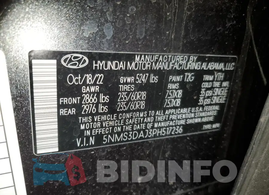 5NMS3DAJ3PH517236 Photo# 14