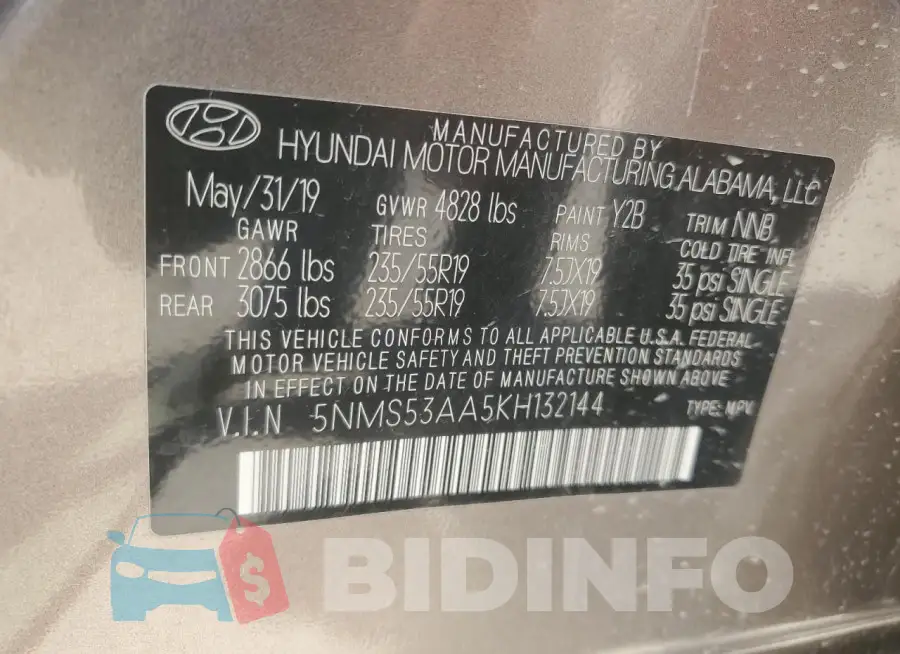 5NMS53AA5KH132144 Photo# 13