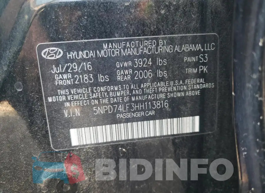 5NPD74LF3HH113816 Photo# 12