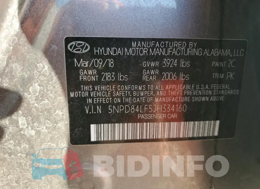 5NPD84LF5JH334160 Photo# 12