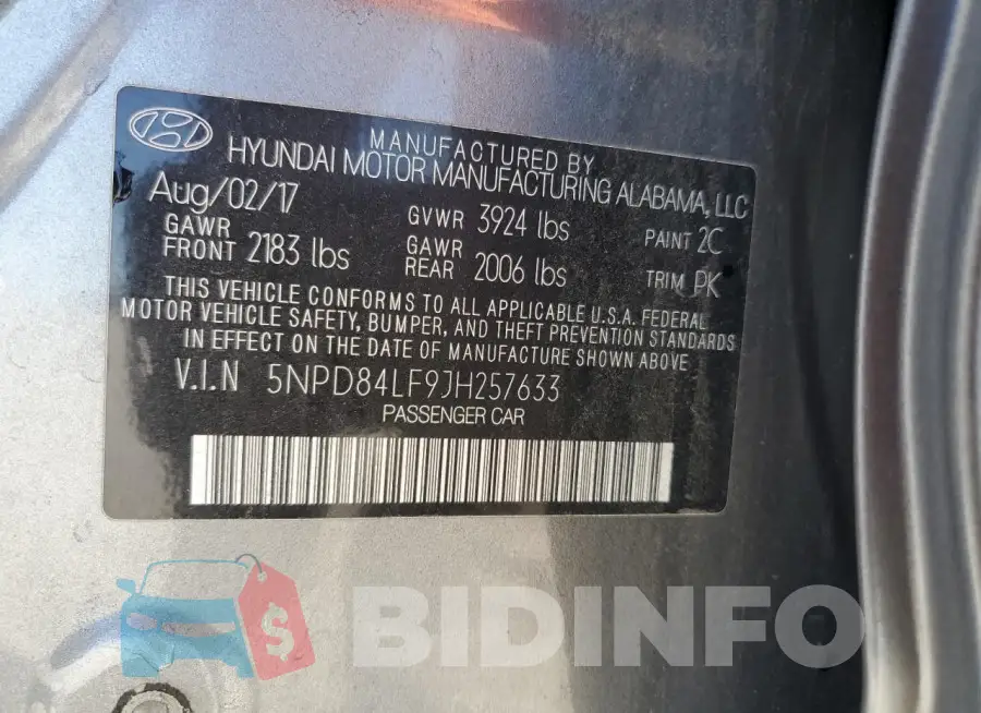 5NPD84LF9JH257633 Photo# 13
